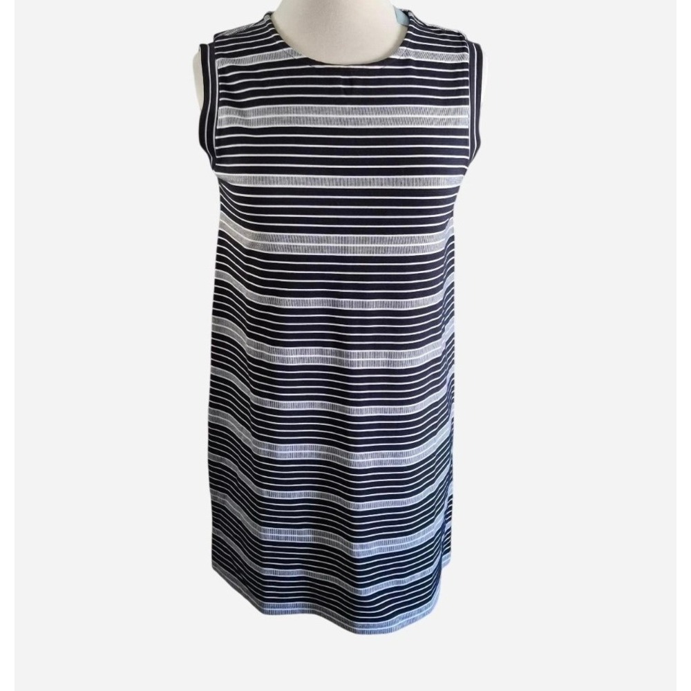 LOFT Striped Sleeveless Shift Dress Navy White Small Petite NWT 29989713